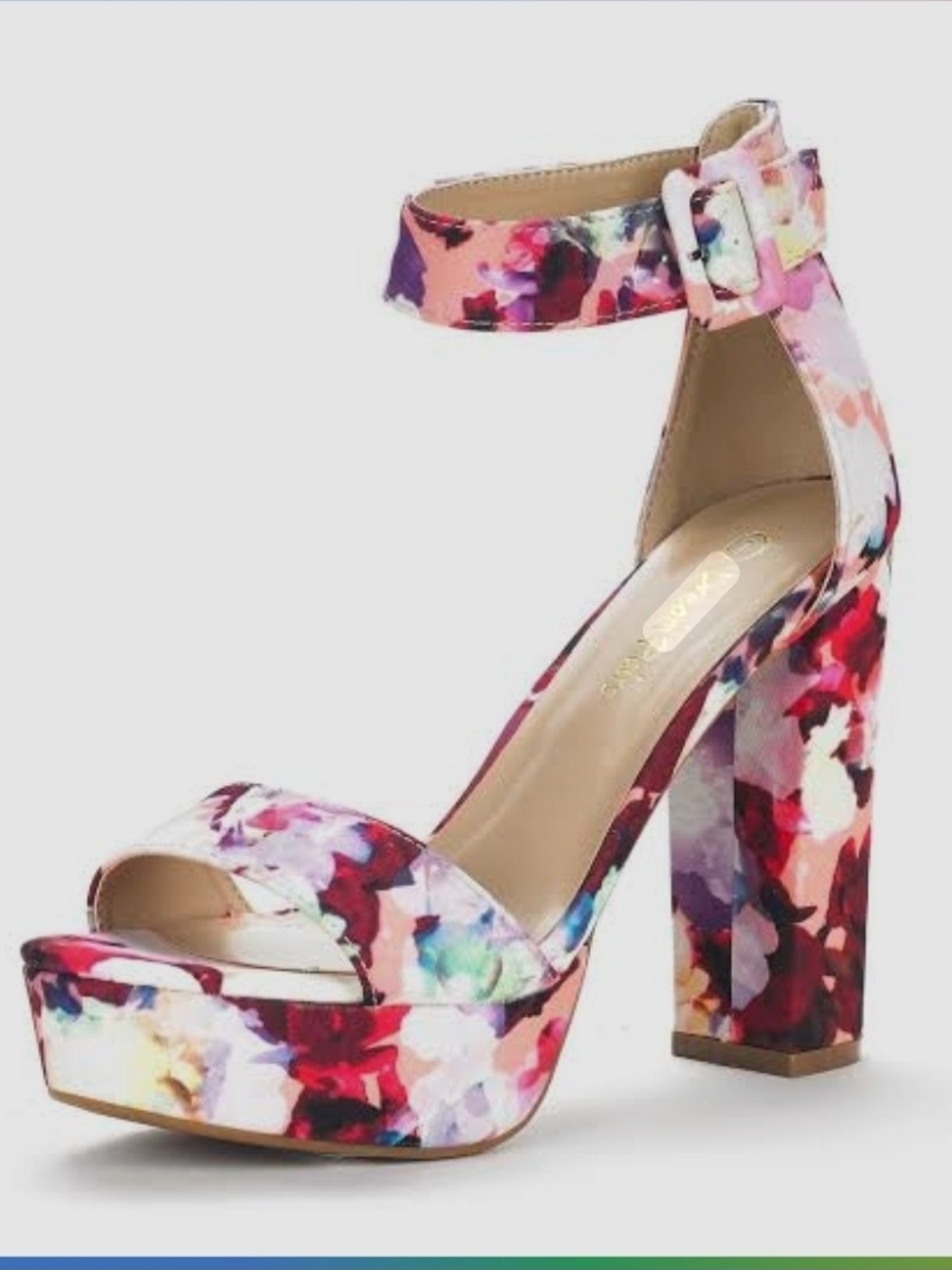 Dream Pairs Floral Block Heel Sandals - Pink Multi